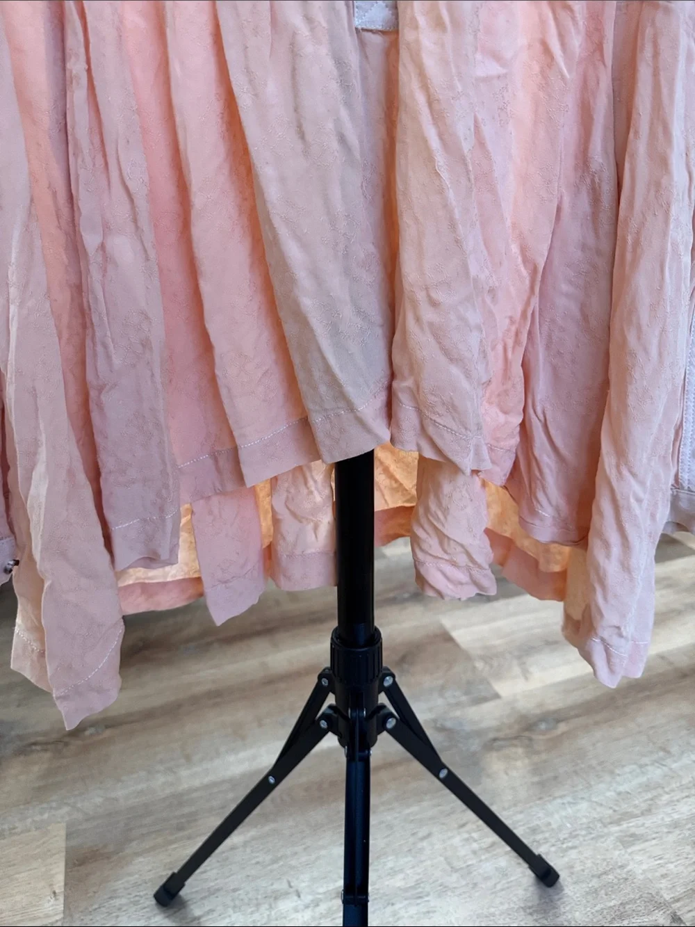 #842 FREE PEOPLE Peach 2-Tone Half Button Boho Flowy Oversized Blouse w Pockets